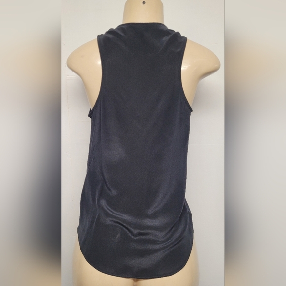 Guess XS Black Sleeveless Cowlneck Top 100% Silk - Picture 2 of 5